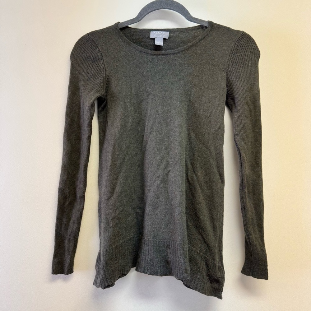 Kenar Olive Green 100% Extrafine Merino Wool Sweater Size XS